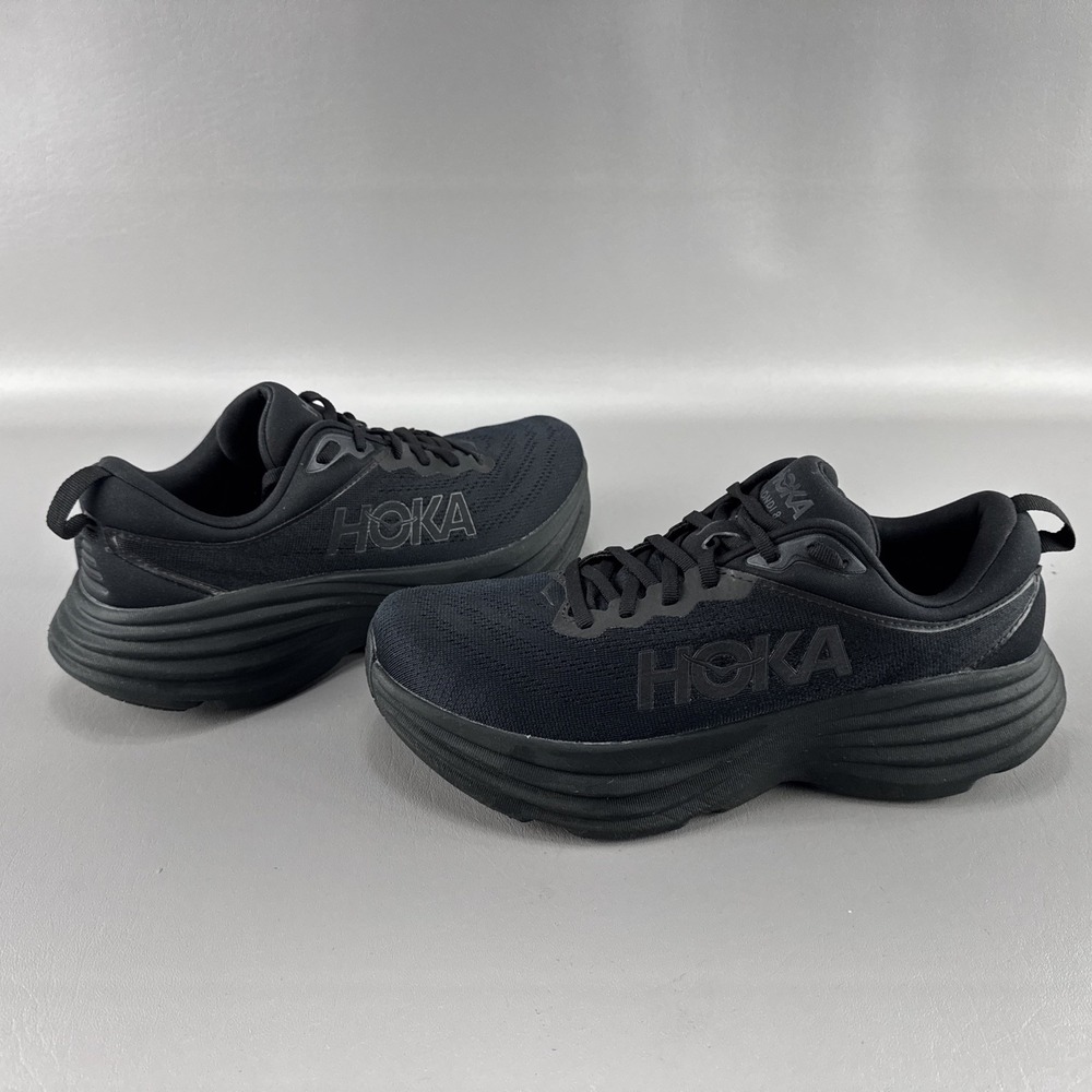 Hoka One One Bondi 8 Womens 10.5 Black Chunky Running Sneaker Shoes No Insoles